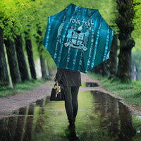 Personalised Fiji Language Week Sugarcane Masi Umbrella Blue Tapa Tribal Pattern