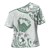 Aloha Hawaii Shaka Cross Shoulder Shirt Hang Loose Mint Version - Polynesian Pride