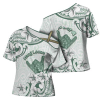 Aloha Hawaii Shaka Cross Shoulder Shirt Hang Loose Mint Version - Polynesian Pride