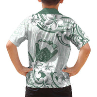 Aloha Hawaii Shaka Family Matching Short Sleeve Bodycon Dress and Hawaiian Shirt Hang Loose Mint Version DT05 - Polynesian Pride