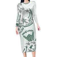 Aloha Hawaii Shaka Long Sleeve Bodycon Dress Hang Loose Mint Version - Polynesian Pride