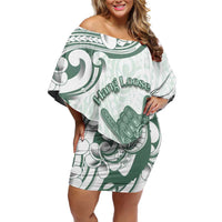 Aloha Hawaii Shaka Off Shoulder Short Dress Hang Loose Mint Version - Polynesian Pride
