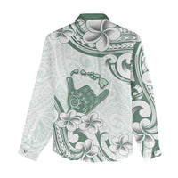 Aloha Hawaii Shaka Women Casual Shirt Hang Loose Mint Version - Polynesian Pride