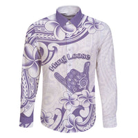 Aloha Hawaii Shaka Family Matching Mermaid Dress and Hawaiian Shirt Hang Loose Purple Version DT05 Dad's Shirt - Long Sleeve Purple - Polynesian Pride