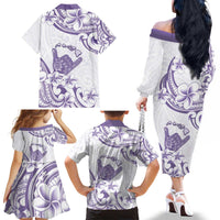 Aloha Hawaii Shaka Family Matching Off The Shoulder Long Sleeve Dress and Hawaiian Shirt Hang Loose Purple Version - Polynesian Pride