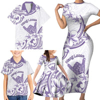 Aloha Hawaii Shaka Family Matching Short Sleeve Bodycon Dress and Hawaiian Shirt Hang Loose Purple Version DT05 - Polynesian Pride