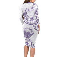 Aloha Hawaii Shaka Long Sleeve Bodycon Dress Hang Loose Purple Version - Polynesian Pride