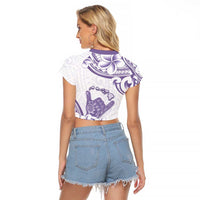 Aloha Hawaii Shaka Raglan Cropped T Shirt Hang Loose Purple Version - Polynesian Pride