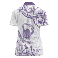 Aloha Hawaii Shaka Women Polo Shirt Hang Loose Purple Version - Polynesian Pride