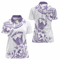Aloha Hawaii Shaka Women Polo Shirt Hang Loose Purple Version - Polynesian Pride