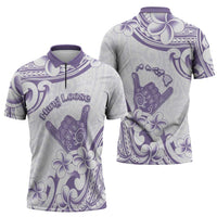 Aloha Hawaii Shaka Zipper Polo Shirt Hang Loose Purple Version - Polynesian Pride