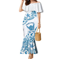 Aloha Hawaii Shaka Family Matching Mermaid Dress and Hawaiian Shirt Hang Loose Blue Version DT05 Mom's Dress Blue - Polynesian Pride