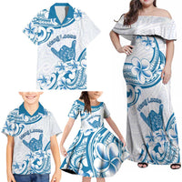 Aloha Hawaii Shaka Family Matching Off Shoulder Maxi Dress and Hawaiian Shirt Hang Loose Blue Version - Polynesian Pride
