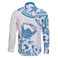 Aloha Hawaii Shaka Family Matching Off Shoulder Maxi Dress and Hawaiian Shirt Hang Loose Blue Version - Polynesian Pride