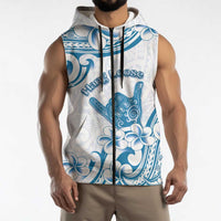 Aloha Hawaii Shaka Sleeveless Zip Hoodie Hang Loose Blue Version DT05