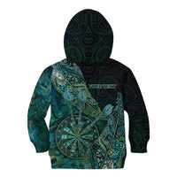 Personalised New Zealand Dart Kid Hoodie Maori Fern With Paua Shell - Polynesian Pride