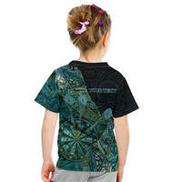 Personalised New Zealand Dart Kid T Shirt Maori Fern With Paua Shell - Polynesian Pride