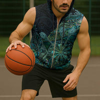 Personalised New Zealand Dart Sleeveless Zip Hoodie Maori Fern With Paua Shell - Polynesian Pride