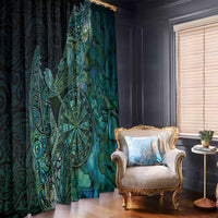 New Zealand Dart Window Curtain Maori Fern With Paua Shell - Polynesian Pride