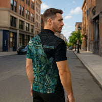 Personalised New Zealand Dart Zipper Polo Shirt Maori Fern With Paua Shell - Polynesian Pride