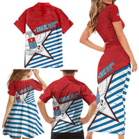 West Papua Morning Star Family Matching Short Sleeve Bodycon Dress and Hawaiian Shirt One People One Soul DT05 - Polynesian Pride