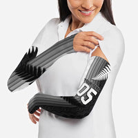 Custom New Zealand Football Arm Sleeves Silver Fern Maori Pattern Monochrome