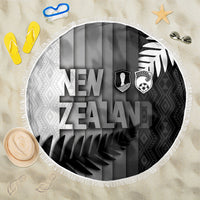 New Zealand Football Beach Blanket Silver Fern Maori Pattern Monochrome