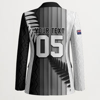 Custom New Zealand Football Blazer Silver Fern Maori Pattern Monochrome