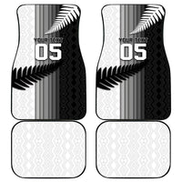 Custom New Zealand Football Car Mats Silver Fern Maori Pattern Monochrome