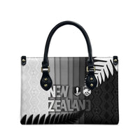New Zealand Football Leather Bag Silver Fern Maori Pattern Monochrome
