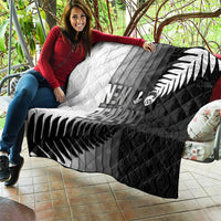 New Zealand Football Quilt Silver Fern Maori Pattern Monochrome