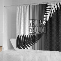 New Zealand Football Shower Curtain Silver Fern Maori Pattern Monochrome