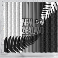 New Zealand Football Shower Curtain Silver Fern Maori Pattern Monochrome