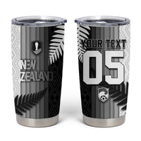 Custom New Zealand Football Tumbler Cup Silver Fern Maori Pattern Monochrome