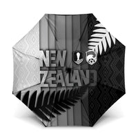 New Zealand Football Umbrella Silver Fern Maori Pattern Monochrome