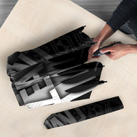 New Zealand Football Umbrella Silver Fern Maori Pattern Monochrome