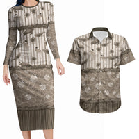 Hawaii Christmas In July Couples Matching Long Sleeve Bodycon Dress and Hawaiian Shirt Beige Mele Kalikimaka Sea Animals DT05 Beige - Polynesian Pride