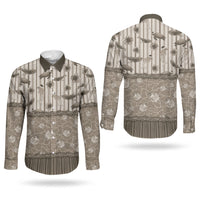 Hawaii Christmas In July Couples Matching Long Sleeve Bodycon Dress and Long Sleeve Button Shirt Beige Mele Kalikimaka Sea Animals DT05 - Polynesian Pride
