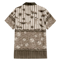 Hawaii Christmas In July Family Matching Off The Shoulder Long Sleeve Dress and Hawaiian Shirt Beige Mele Kalikimaka Sea Animals DT05 Dad's Shirt - Long Sleeve Beige - Polynesian Pride