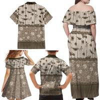 Hawaii Christmas In July Family Matching Off Shoulder Maxi Dress and Hawaiian Shirt Beige Mele Kalikimaka Sea Animals DT05 Mom's Dress Beige - Polynesian Pride