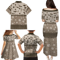 Hawaii Christmas In July Family Matching Puletasi and Hawaiian Shirt Beige Mele Kalikimaka Sea Animals DT05 - Polynesian Pride