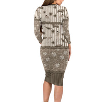 Hawaii Christmas In July Long Sleeve Bodycon Dress Beige Mele Kalikimaka Sea Animals DT05 - Polynesian Pride