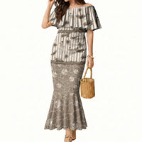 Hawaii Christmas In July Mermaid Dress Beige Mele Kalikimaka Sea Animals DT05 Women Beige - Polynesian Pride