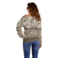 Hawaii Christmas In July Off Shoulder Sweater Beige Mele Kalikimaka Sea Animals DT05 - Polynesian Pride