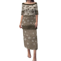 Hawaii Christmas In July Puletasi Beige Mele Kalikimaka Sea Animals DT05 Long Dress Beige - Polynesian Pride