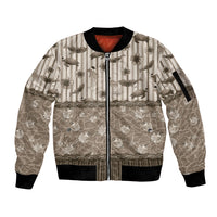 Hawaii Christmas In July Sleeve Zip Bomber Jacket Beige Mele Kalikimaka Sea Animals DT05 Unisex Beige - Polynesian Pride