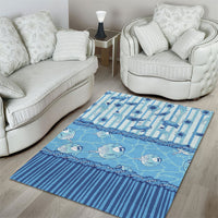 Hawaii Christmas In July Area Rug Sky Blue Mele Kalikimaka Sea Animals DT05 - Polynesian Pride