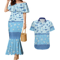 Hawaii Christmas In July Couples Matching Mermaid Dress and Hawaiian Shirt Sky Blue Mele Kalikimaka Sea Animals DT05 Blue - Polynesian Pride