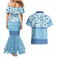 Hawaii Christmas In July Couples Matching Mermaid Dress and Hawaiian Shirt Sky Blue Mele Kalikimaka Sea Animals DT05 - Polynesian Pride