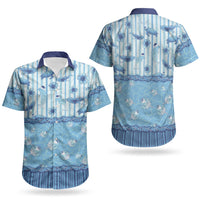 Hawaii Christmas In July Couples Matching Short Sleeve Bodycon Dress and Hawaiian Shirt Sky Blue Mele Kalikimaka Sea Animals DT05 - Polynesian Pride